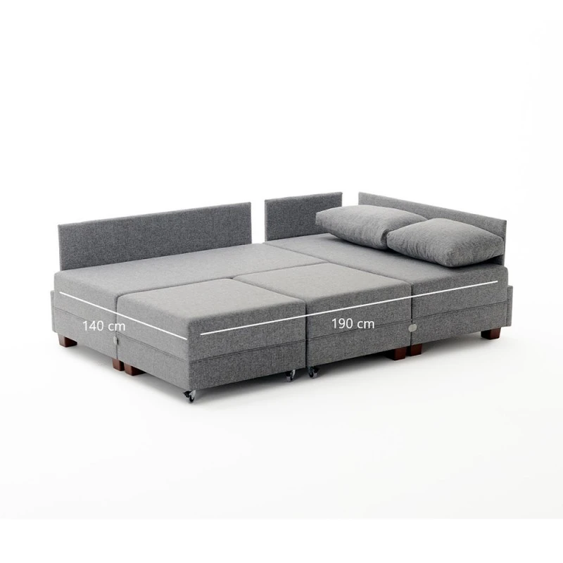 Ъглов разтегателен диван Fly - Сив